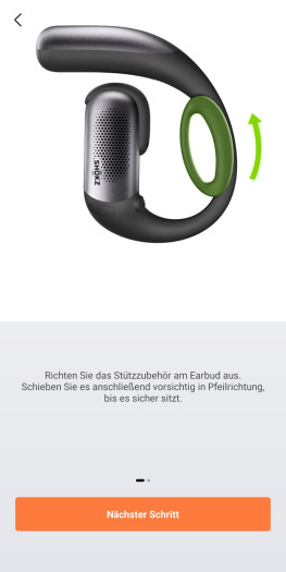 Den Openfit Pro liegen Abstandshalter bei. (Bild: Shokz/Screenshot: Golem)