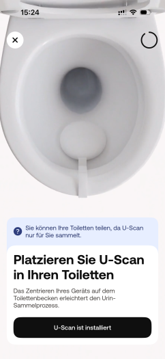Die App hilft beim Platzieren des U-Scan Nutrio.