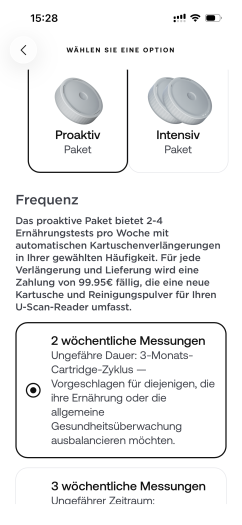 Die Lieferhäufigkeit der Kartuschen kann eingestellt werden.