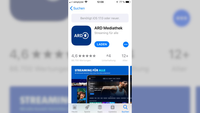 Der App Store ist im Grunde unbrauchbar. Wir konnten keine App entdecken, die nicht wenigstens iOS 15 haben wollte. (Screenshot: Golem)