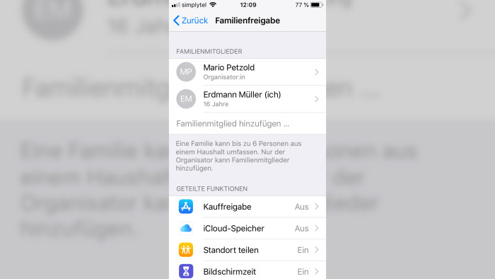 Die Familieneinstellungen ermöglichen eine gezielte Nutzungssteuerung, auch bei so alten Geräten. (Screenshot: Golem)