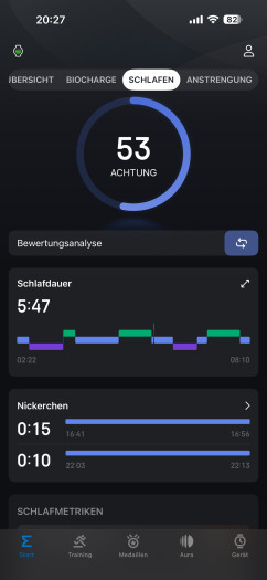 Die Schlaganalyse der Ultra 2 funktioniert gut. (Bild: Amazfit / Screenshot: Golem)