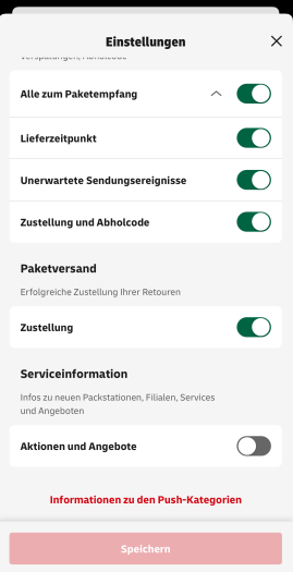 Diese neuen Optionen gibt es in der DHL-App für iOS. (Bild: DHL Group/Screenshot: Golem)
