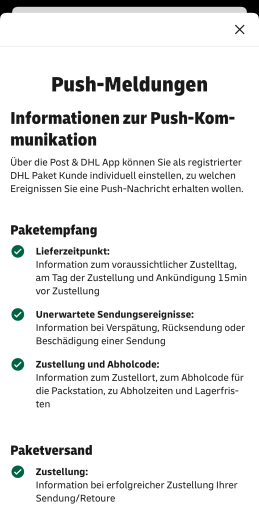 Das bedeuten die jeweiligen Benachrichtigungs-Kategorien. (Bild: DHL Group/Screenshot: Golem)