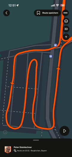 Ein typischer, ziemlich glatter GPS-Verlauf auf der Watch GT Runner 2 (Bild: Huawei / Screenshot: Golem)