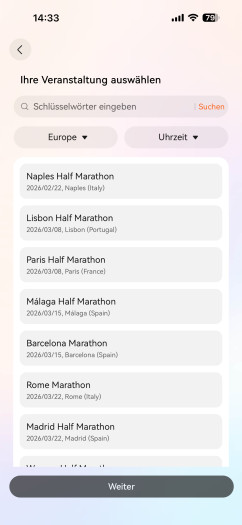 Der Marathonmodus unterstützt auch Halbmarathons und bereitet auf konkrete Wettläufe vor. (Bild: Huawei / Screenshot: Golem)