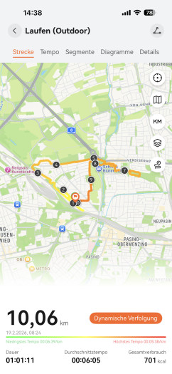 Hier sieht man die gelaufene Strecke. (Bild: Huawei / Screenshot: Golem)