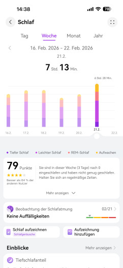 Die Schlafanalyse macht einen sehr guten Eindruck! (Bild: Huawei / Screenshot: Golem)