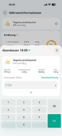 Das Food-Logging ist eher spartanisch, reicht aber aus. (Bild: Huawei / Screenshot: Golem)