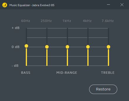 In Jabra Direct gibt es einen Equalizer für den Evolve 3 85. (Bild: Jabra/Screenshot: Golem)