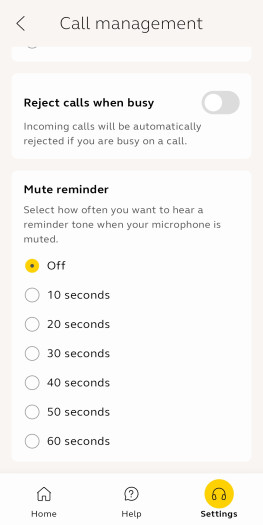 Diese Einstellungen gibt es in der Jabra+-App für den Evolve 3 85. (Bild: Jabra/Screenshot: Golem)