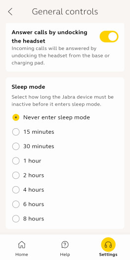 Diese Einstellungen gibt es in der Jabra+-App für den Evolve 3 85. (Bild: Jabra/Screenshot: Golem)