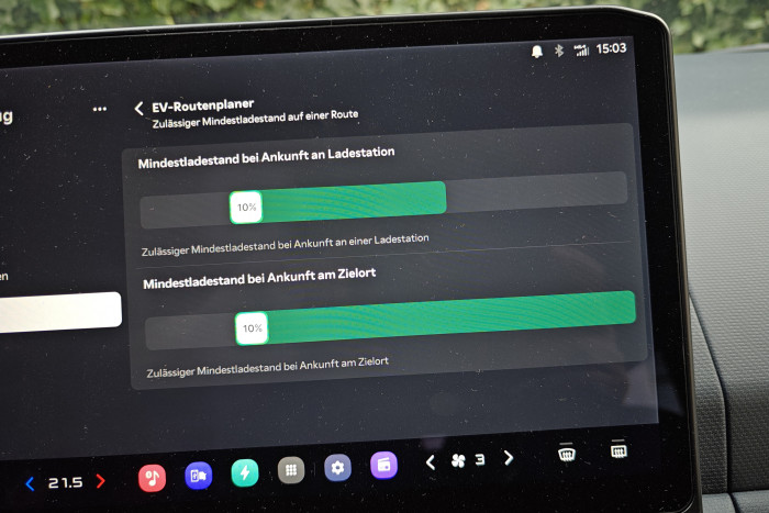 Die Ladestände bei Zwischenstopps oder bei Zielankunft lassen sich flexibel einstellen. (Foto: Friedhelm Greis/Golem) 