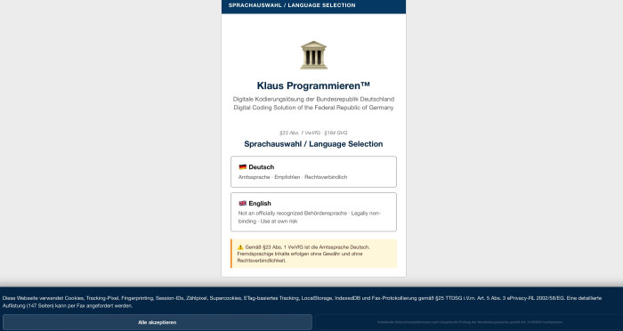 Satire-Website Klaus Programmieren (Bild: Klaus Programmieren)
