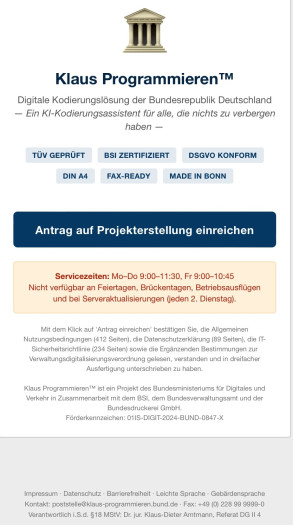 Satire-Website Klaus Programmieren (Bild: Klaus Programmieren)
