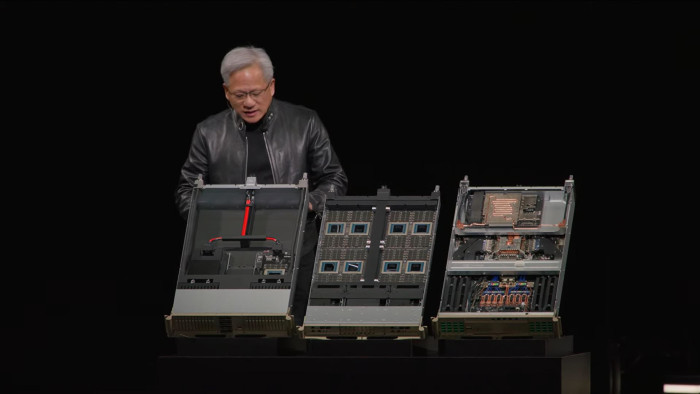 Von links nach rechts: CX9-Storage-Server, Vera-CPU-Blade, Spectrum-X-Switch mit Co-Packaged Optics. (Bild: Nvidia)