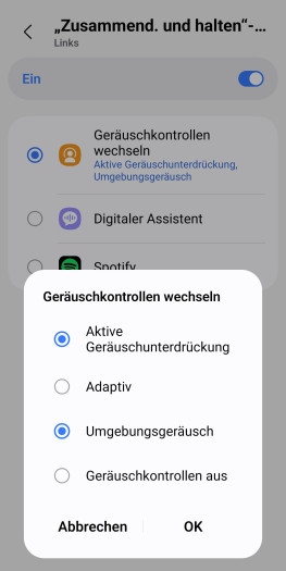 Lediglich die Geste zur ANC-Steuerung kann angepasst werden. (Bild: Samsung/Screenshot: Golem)