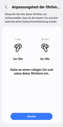 Ein Passtest hilft dabei, die korrekte Aufsatzgröße zu finden. (Bild: Samsung/Screenshot: Golem)
