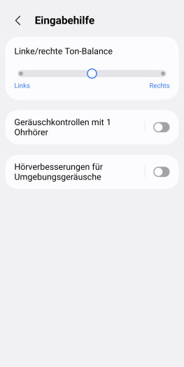Diese Optionen verbergen sich hinter dem Menüpunkt Eingabehilfen, haben damit aber gar nichts zu tun. (Bild: Samsung/Screenshot: Golem)