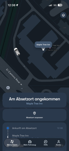 Hier bereitet mich die App von Waymo auf die Ankunft vor. (Bild: Waymo / Screenshot: Golem)