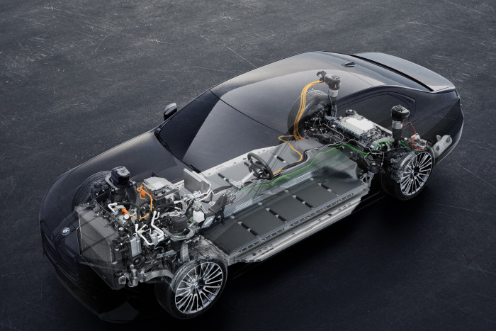 Der Akku verfügt über eine Kapazität von 112,5 kWh, die maximale Reichweite beträgt 728 km. (Grafik: BMW)