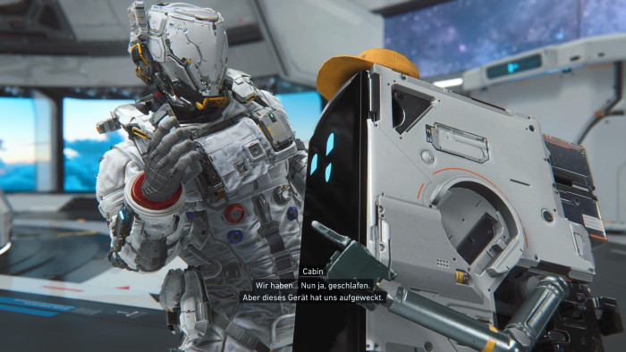 Im zentralen Schutzraum gibt es ein etwas schräges Bingo-Minispiel mit einem Roboter. (Bild: Capcom / Screenshot: Golem)