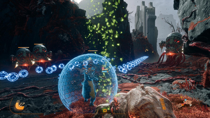 Der Schild ist quasi ein Ball, der von allen Seiten schützt. (Bild: Sony/Screenshot: Golem)
