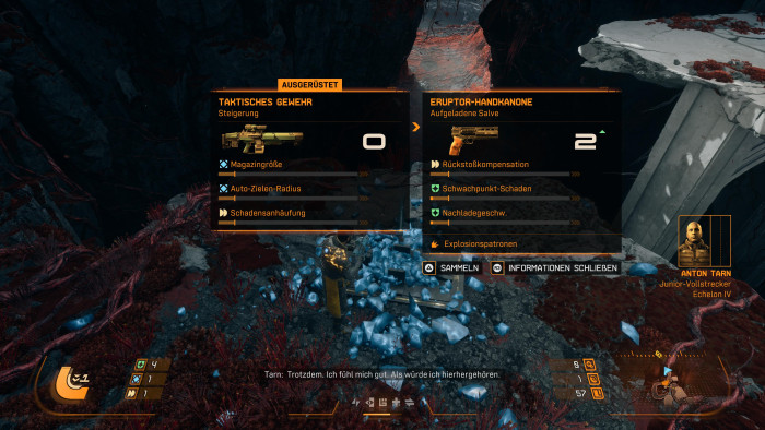 In den Biomen findet Arjun immer wieder neue, bessere Waffen. (Bild: Sony/Screenshot: Golem)