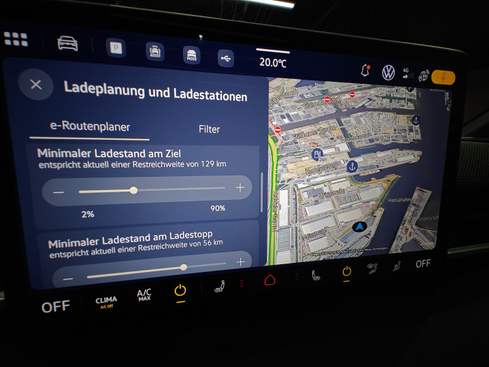 Der Routenplaner von VW ist auf Langstrecken hilfreich und funktioniert gut. (Foto: Friedhelm Greis/Golem)  