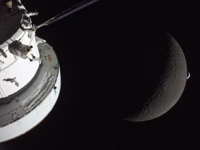 ... vom Mond, der Erde und dem Orion-Raumschiff. (Bild: Nasa)