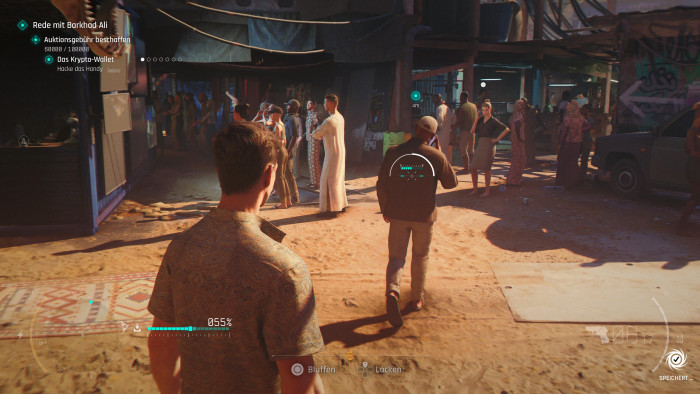 Auf einem Markt verfolgen wir ein Zielobjekt. (Bild: IO Interactive / Screenshot: Golem)