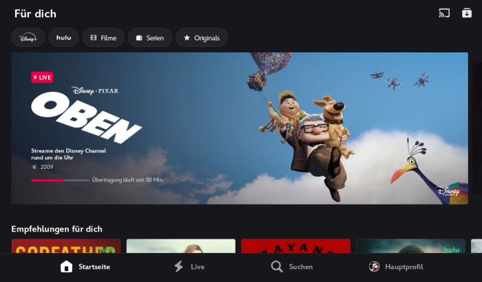 So ist der Disney-Channel in das Abo von Disney+ integriert. (Bild: Disney/Screenshot: Golem)