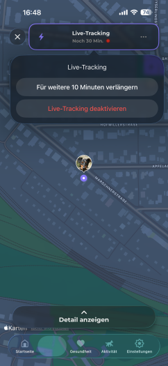 Dieses Echtzeit-Livetracking hat anfangs nur ab und zu funktioniert, wurde aber allmählich besser. (Bild: Invoxia/Screenshot: Golem)