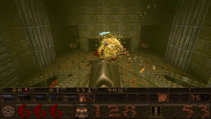 Explosionen und Blutspritzer sind die wenigen Farbtupfer in der Effektpalette des Spiels. (Bild: id Software / Screenshot: Medienagentur plassma / Olaf Bleich)