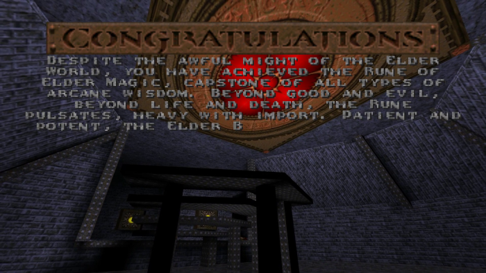 In Quake gibt es nicht sonderlich viel Story. Nach den Kapiteln werden die wichtigsten Entwicklungen in Texttafeln präsentiert. (Bild: id Software / Screenshot: Medienagentur plassma / Olaf Bleich)
