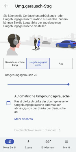 Diese Einstellungen stehen im Transparenzmodus zur Verfügung. (Bild: Sony/Screenshot: Golem)