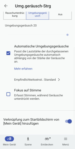 Diese Einstellungen stehen im Transparenzmodus zur Verfügung. (Bild: Sony/Screenshot: Golem)