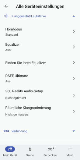 Hier sind die Einstellungen zum Klang zu finden. (Bild: Sony/Screenshot: Golem)