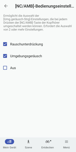 Hier kann die ANC-Taste angepasst werden. (Bild: Sony/Screenshot: Golem)