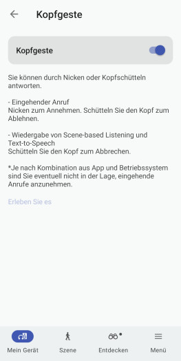 Der WH-1000XX beherrscht Kopfgesten zur Steuerung. (Bild: Sony/Screenshot: Golem)