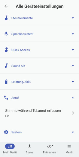 Auch beim WH-1000XX bringt diese Einstellung keine spürbare Verbesserung in Telefonaten. (Bild: Sony/Screenshot: Golem)