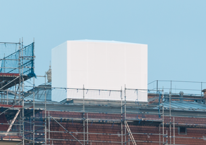 Die Hütte auf dem Dach der Botschaft der Vereinigten Staaten in 1090 Wien wurde nach dem Überflug einer Drohne 2015 mit einer neuen Plane eingekleidet. (Bild: CC 3.0 Nomen Nescio)