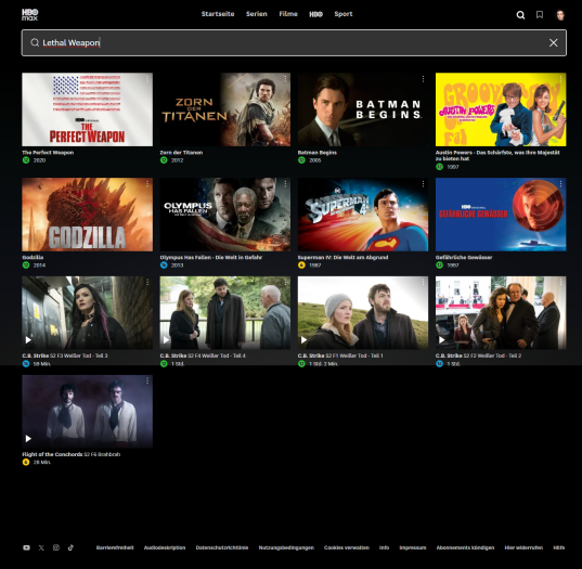 Die Filmreihe Lethal Weapon fehlt weiterhin im Abo von HBO Max. (Bild: Warner Bros./Screenshot: Golem)