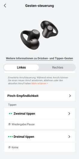 Die Steuerung der Open Dots 2 lässt sich umfangreich anpassen. (Bild: Shokz/Screenshot: Golem)