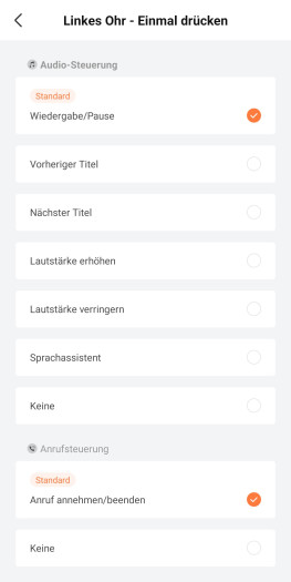 Die Steuerung der Open Dots 2 lässt sich umfangreich anpassen. (Bild: Shokz/Screenshot: Golem)