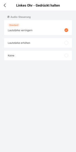Bei der Geste zur Lautstärkeregelung gibt es nicht so viel Auswahl. (Bild: Shokz/Screenshot: Golem)
