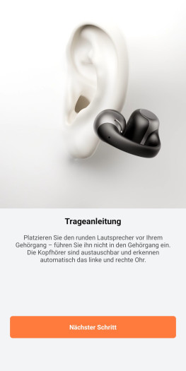 Die Shokz-App erklärt die Nutzung der Open Dots 2 sehr gut. (Bild: Shokz/Screenshot: Golem)