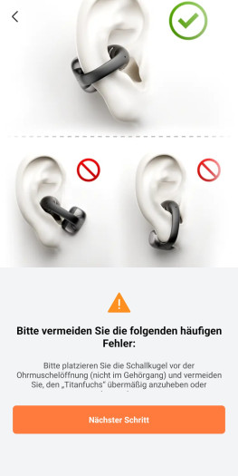 Die Shokz-App erklärt die Nutzung der Open Dots 2 sehr gut. (Bild: Shokz/Screenshot: Golem)