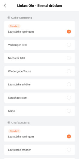 Die Steuerung der Open Dots Air lässt sich umfangreich anpassen. (Bild: Shokz/Screenshot: Golem)