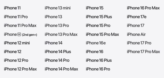 Apple zeigt sich bei der Geräteunterstützung von iOS 27 gnädig. (Bild: Apple / Screenshot: Christian Rentrop)